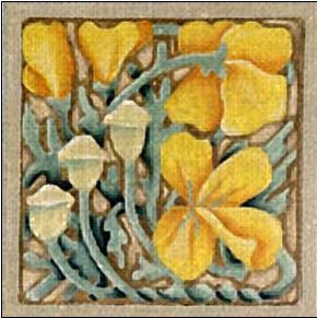 click here to view larger image of Poppy Tile (hand painted canvases)