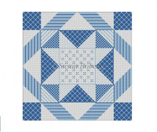 click here to view larger image of Denim Patchwork Star (hand painted canvases)