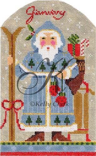 click here to view larger image of January Winter Blues Santa (hand painted canvases)