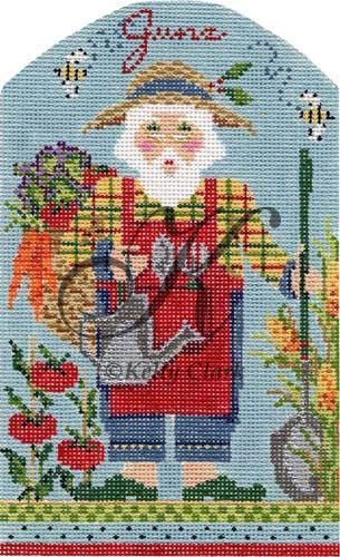 click here to view larger image of June Gardening Santa (hand painted canvases)