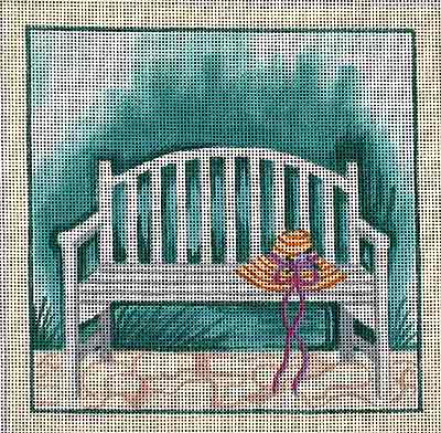 click here to view larger image of Bench With Hat (hand painted canvases)