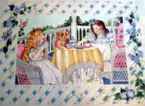 click here to view larger image of Tea Party Rug (hand painted canvases)
