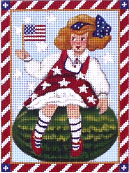 click here to view larger image of Victorian 4th of July - Watermelon Girl (hand painted canvases)