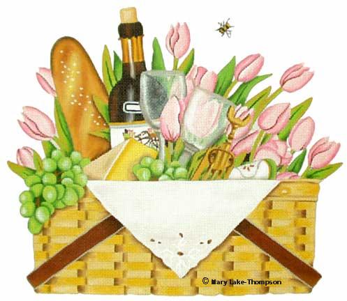 click here to view larger image of Wine and Tulips (hand painted canvases)