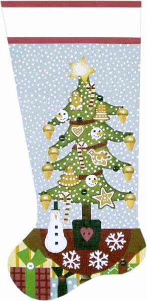 click here to view larger image of Homespun Christmas Tree Stocking (hand painted canvases)