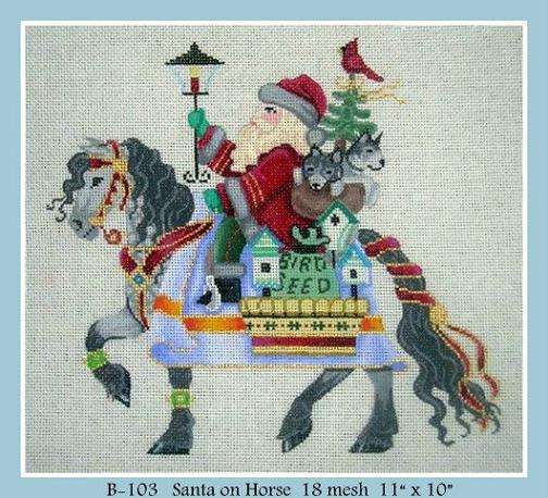 click here to view larger image of Santa on Horse (hand painted canvases)