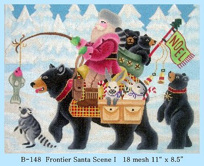 click here to view larger image of Frontier Santa Scene I (hand painted canvases)