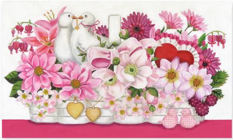click here to view larger image of Valentine Basket (hand painted canvases)