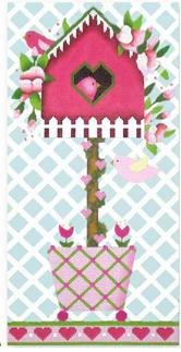 click here to view larger image of Birdhouse Topiary A - Roses (hand painted canvases)