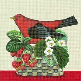 click here to view larger image of Red Raspberry Bird (hand painted canvases)
