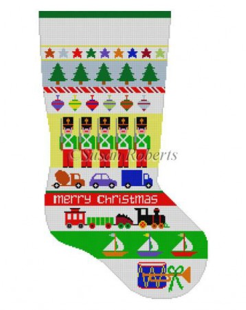 click here to view larger image of Soldier Stripe Stocking (hand painted canvases)
