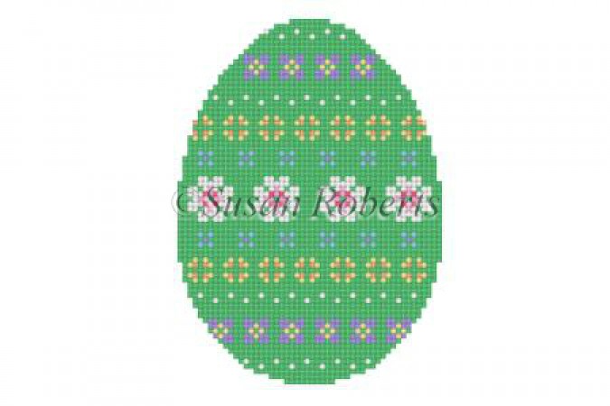 click here to view larger image of Flower Stripes Egg (hand painted canvases)