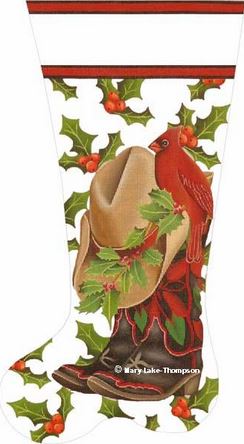 click here to view larger image of Boot & Hat Stocking (hand painted canvases)
