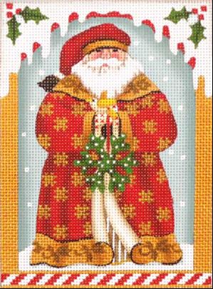 click here to view larger image of Golden Star Santa Ornament (hand painted canvases)