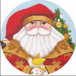 click here to view larger image of Golden Star Santa Ornament (hand painted canvases)