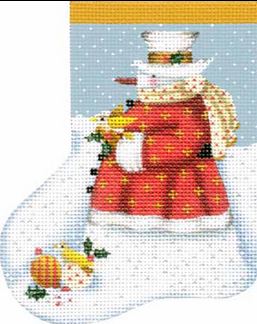 click here to view larger image of Gold Star Snowman Mini Stocking (hand painted canvases)