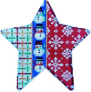 click here to view larger image of Tattersall/Snowmen/Snowflakes Star Ornament (hand painted canvases)