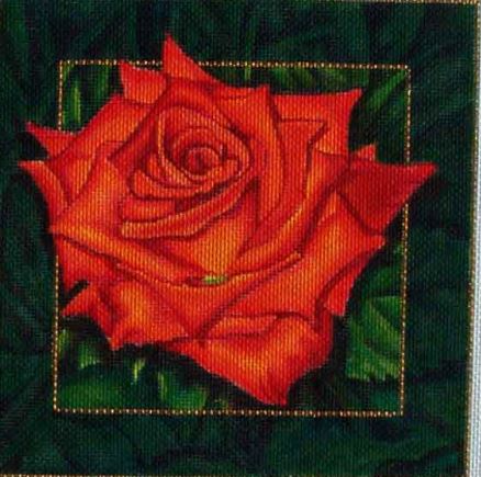 click here to view larger image of Orange Rose (hand painted canvases)
