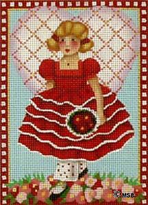 click here to view larger image of Victorian Valentine - Red Ruffles (hand painted canvases)