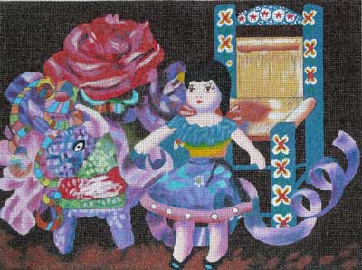 click here to view larger image of Doll with Pinata (hand painted canvases)