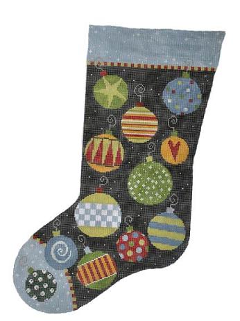 click here to view larger image of Bauble Stocking  (hand painted canvases)