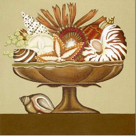click here to view larger image of Shell Compote Brown (hand painted canvases)