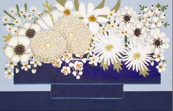 click here to view larger image of Low Bouquet/Blue (hand painted canvases)