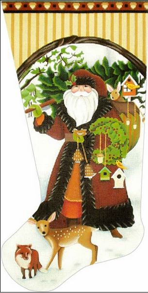 click here to view larger image of Wildwood Santa Stocking (hand painted canvases)