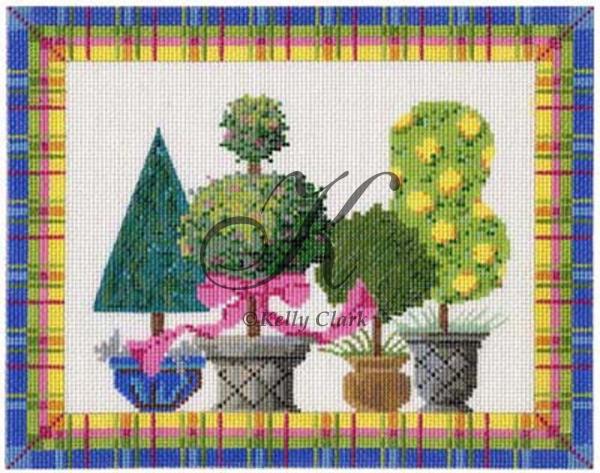click here to view larger image of Springtime Topiaries (hand painted canvases)