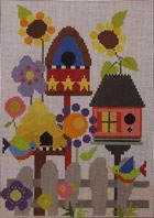 click here to view larger image of Gracie's Birdhouse Garden (hand painted canvases)