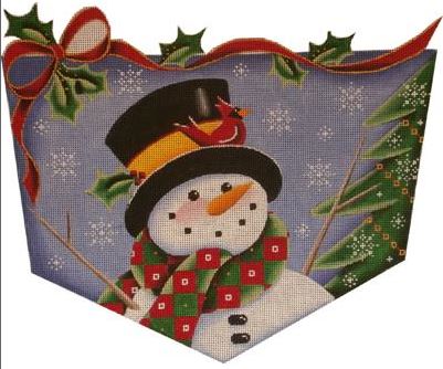 click here to view larger image of Cardinal and Snowman Cuff - 13ct (hand painted canvases)