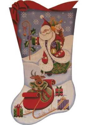 click here to view larger image of Staff Santa Stocking - 13ct (hand painted canvases)