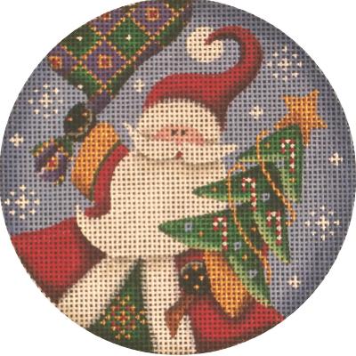 click here to view larger image of Tree Santa Ornament (hand painted canvases)