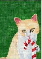 click here to view larger image of Candy Cane Kitty (hand painted canvases)