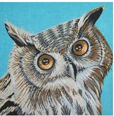 click here to view larger image of Owl On Blue (hand painted canvases)