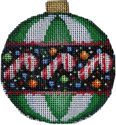 click here to view larger image of Candy Row Green Stripes Ornament (hand painted canvases)