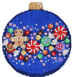 click here to view larger image of Gingerbread Confetti Ball Ornament (hand painted canvases)