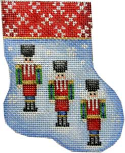 click here to view larger image of Three Nutcrackers Mini Sock (hand painted canvases)