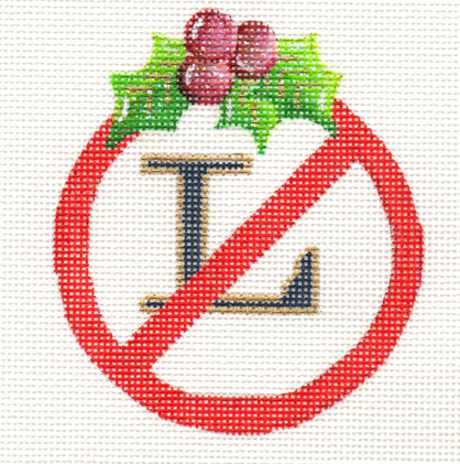 click here to view larger image of No L Round Ornament (hand painted canvases)