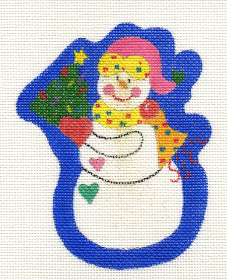 click here to view larger image of Snowman with Tree Ornament (hand painted canvases)