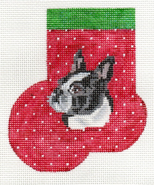 click here to view larger image of Boston Terrier Mini Sock (hand painted canvases)