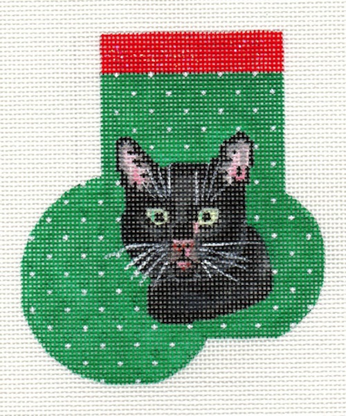 click here to view larger image of Black Cat Mini Sock (hand painted canvases)