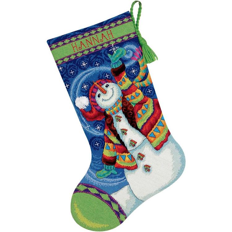click here to view larger image of Happy Snowman Stocking (needlepoint kits)