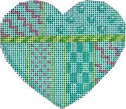 click here to view larger image of Turquoise Patterns Heart (hand painted canvases)