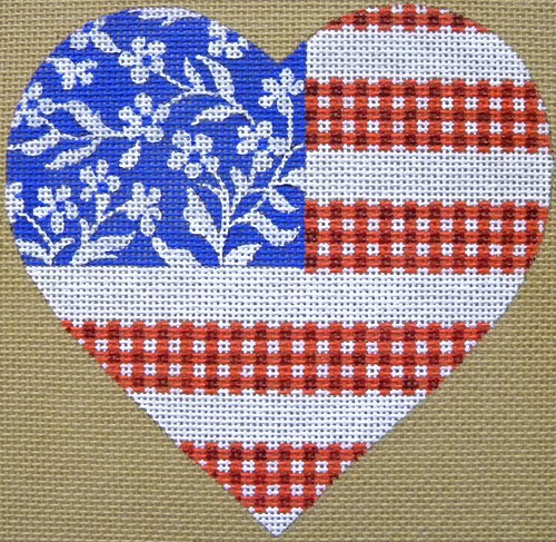 click here to view larger image of Floral Flag - Stars & Stripes Heart (hand painted canvases)
