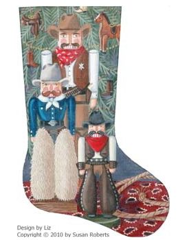 click here to view larger image of Cowboy Nutcracker Stocking (hand painted canvases)