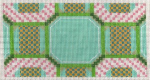 click here to view larger image of Pink-Aqua Needlepoint Long Tote Insert Needlepoint (None Selected)
