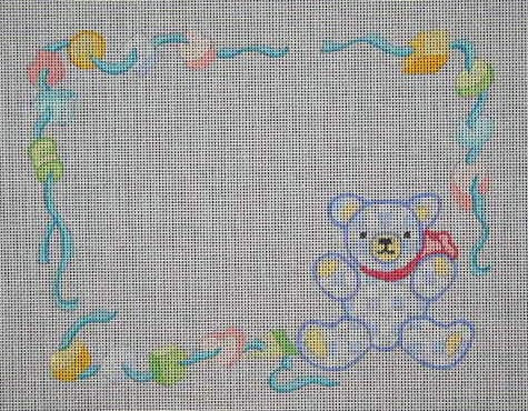 click here to view larger image of Plaid Teddy (Blue) Announcement (hand painted canvases)