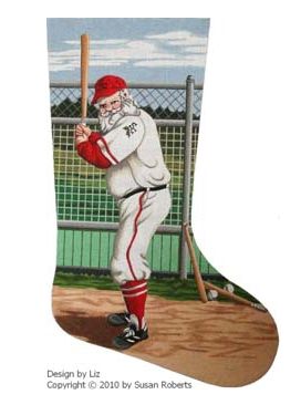 click here to view larger image of Baseball Santa Stocking (hand painted canvases)