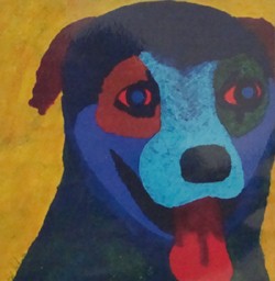 click here to view larger image of Rotty on Yellow  (hand painted canvases)